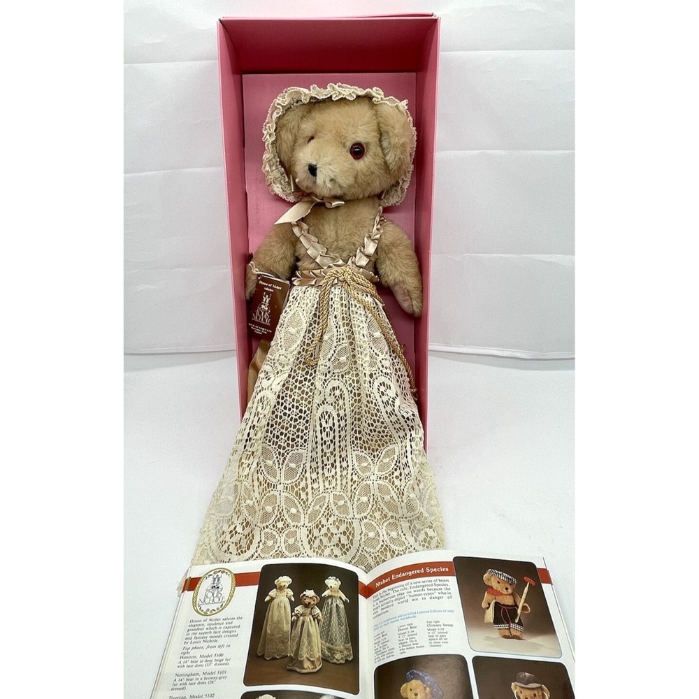 House of Nisbet Baby Honiton 10" Teddy Bear Louis Nichole Lace Vintage 5104 Box